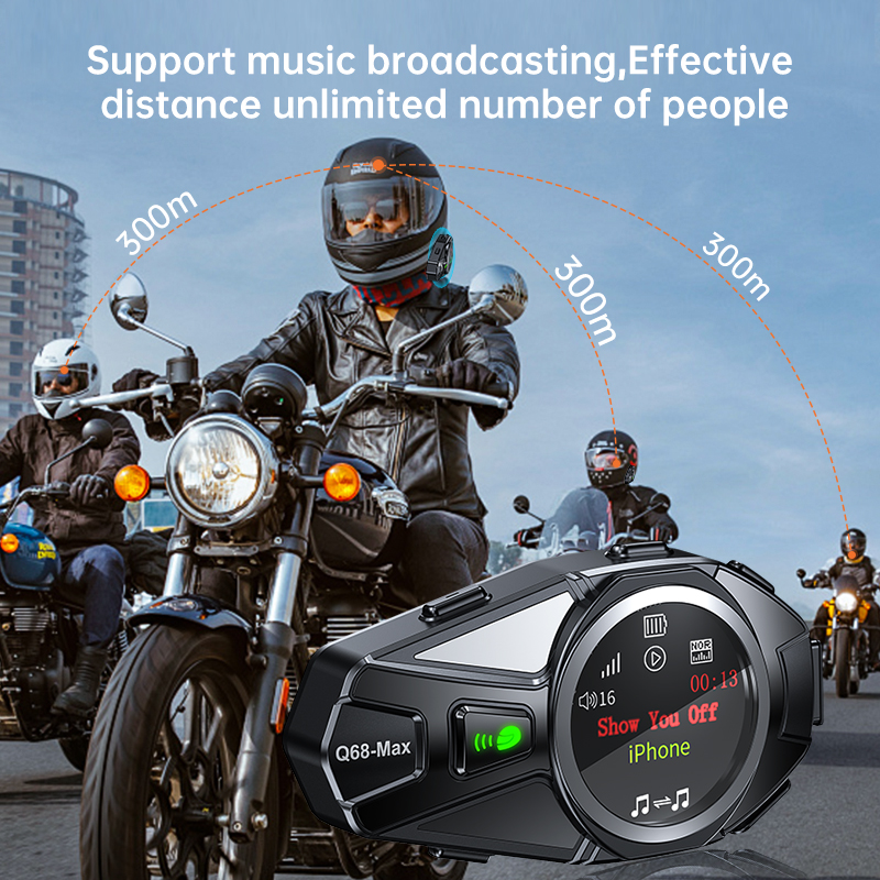 Q68 Max Motorcycle Intercom He - Intercom Headset Helmet ulasan dan harga